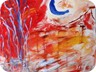 dialogo dell albero con la luna e la montagna- 2007- olio e tecnica mista su tela (cm 80x80)